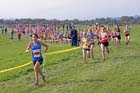 Emma Pearson (Morpeth) leads soon after the start of the senior womens  race at the Sherman Cup, Hedley Farm, Tanfield,  County Durham.